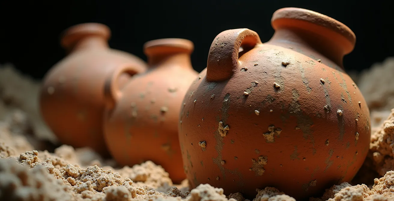 Amphores antiques découvertes dans le port de Marseille témoignant du commerce maritime romain