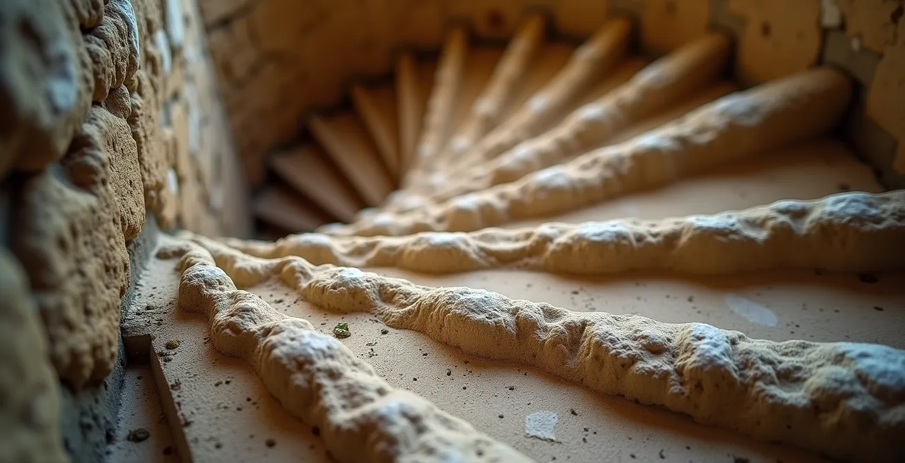 Escalier en colimaçon étroit taillé dans la pierre calcaire du Château d'If