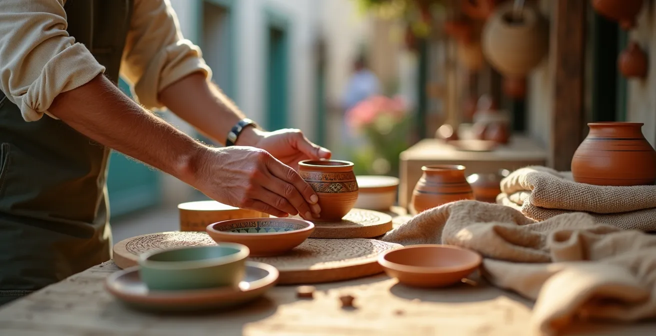 Vue macro détaillée d'artisanat local sur les étals du marché du Cours Julien à Marseille