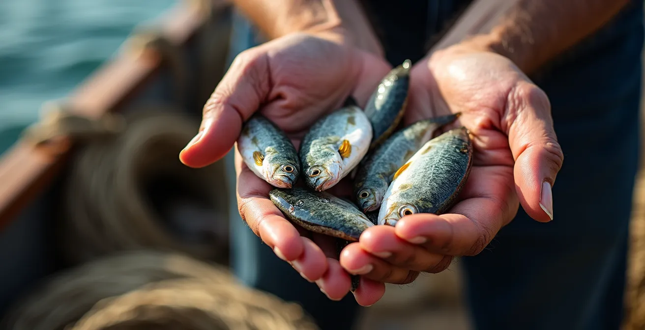 Poissons de roche dans les mains d'un pêcheur marseillais