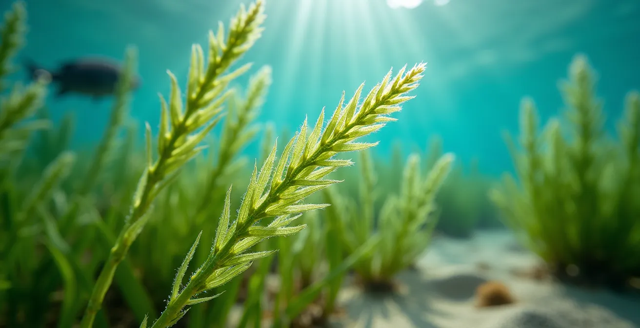 Herbier de posidonie sous-marin dans les eaux cristallines des Calanques